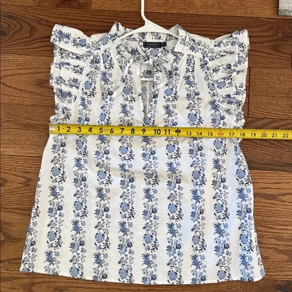 VINEYARD VINES Bella Floral White Ruffle Sleeve Popover - Picture 5 of 8